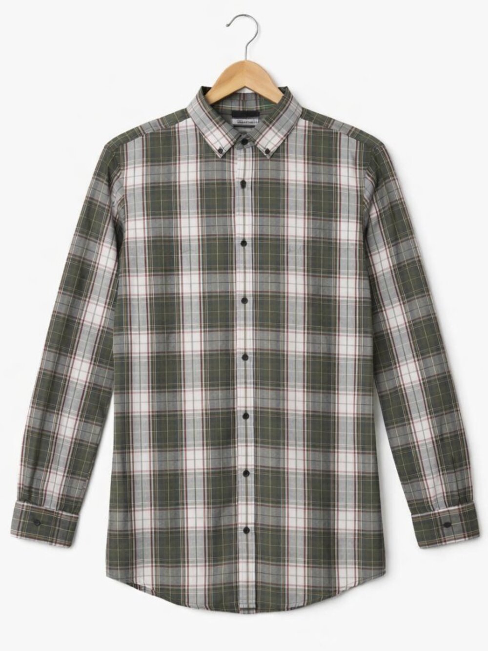 Goodthreads Plaid Button Down Shirt Men Medium M Olive Green Long Sleeve